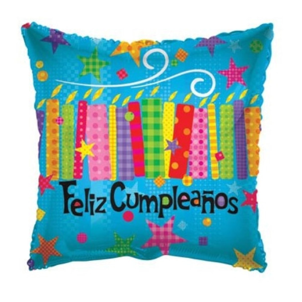18"K Feliz Cumpleanos Candles and Textures flat (10 count)