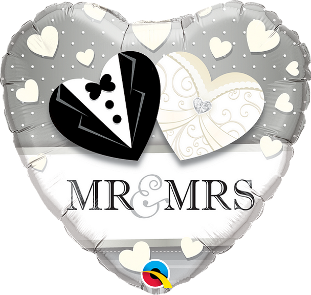 18"Q Mr & Mrs Wedding Heart Pkg (5 count)