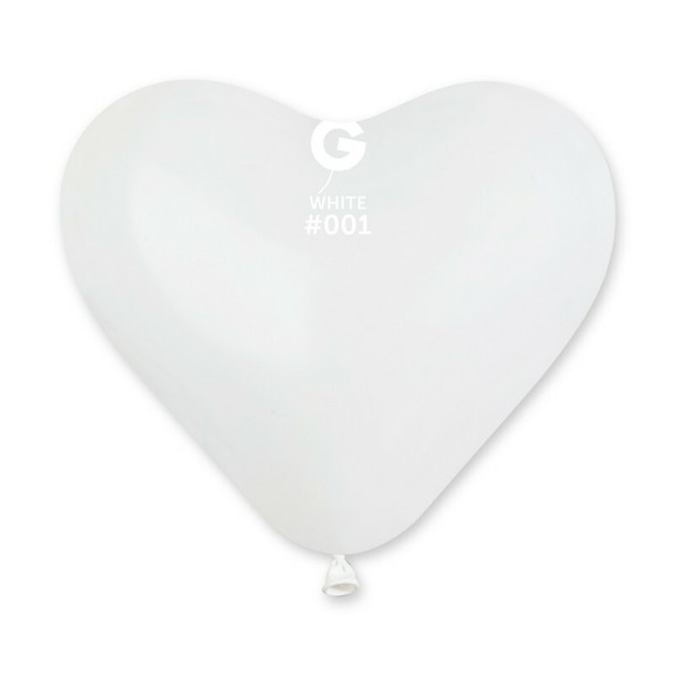 6"G Heart White #001 (100 count)