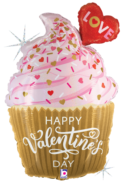 31"B Valentine Golden Cupcake Holo Pkg (5 count)