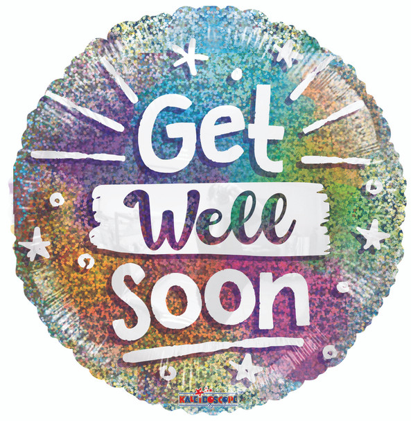 18"K Get Well Soon Holographic flat (10 count)