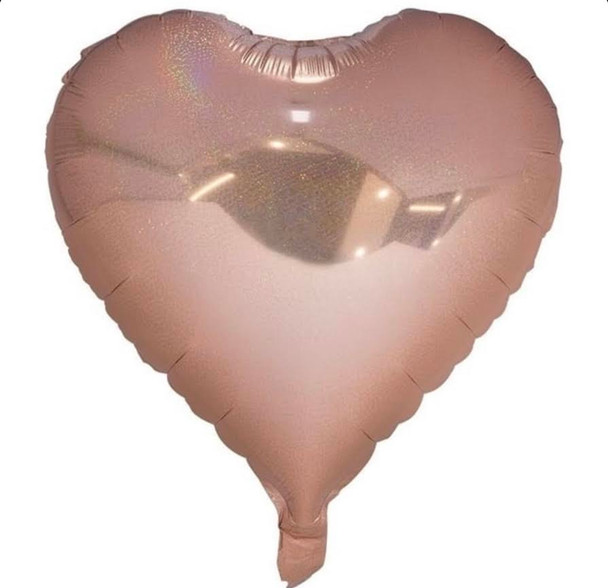 18"B Heart Holographic Rose Gold (10 count)