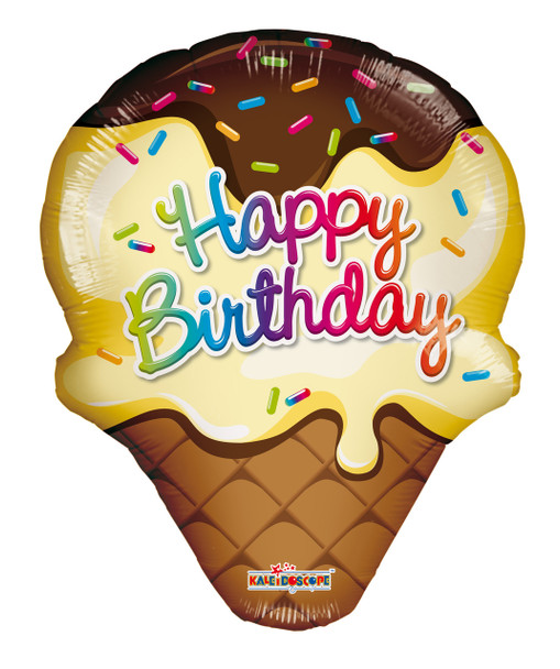 28"K Happy Birthday Food  Ice Cream Cone Pkg (5 count)