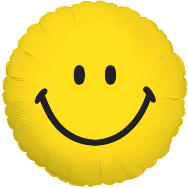 18"K Round Smiley Face Yellow flat (10 count)