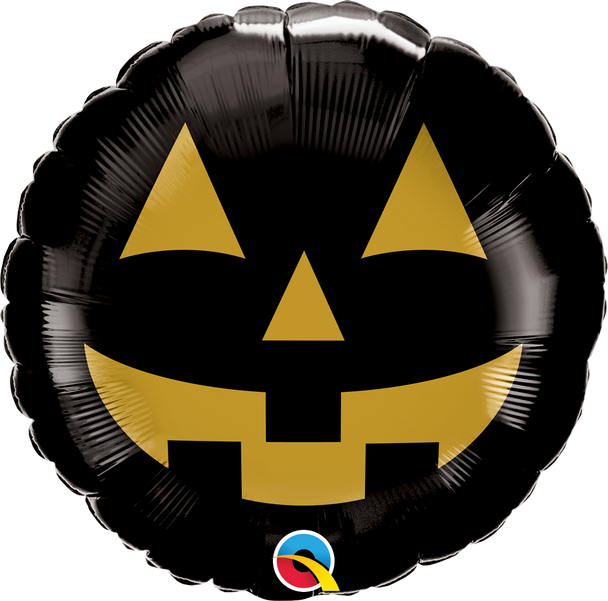 18"Q Halloween Jack Face Black & Gold Pkg (5 count)