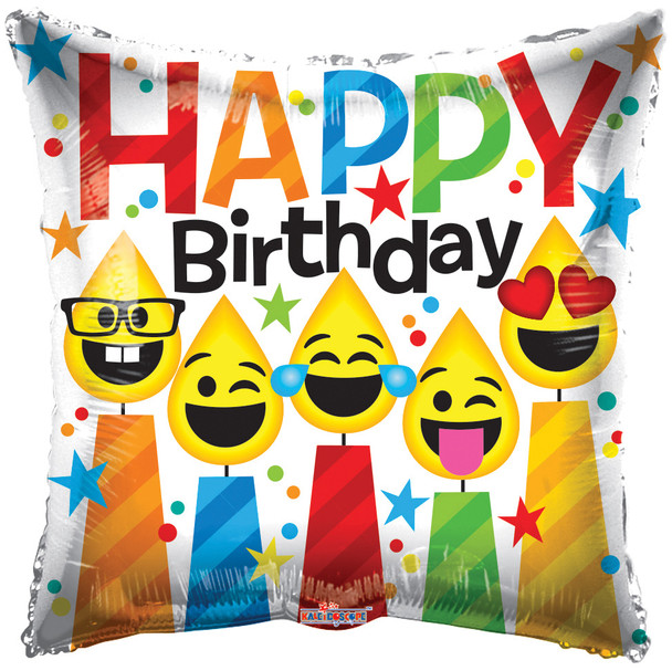 18"K Happy Birthday Smiling Candles flat (10 count)