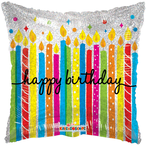 18"K Happy Birthday Big Candles Holograph flat (10 count)