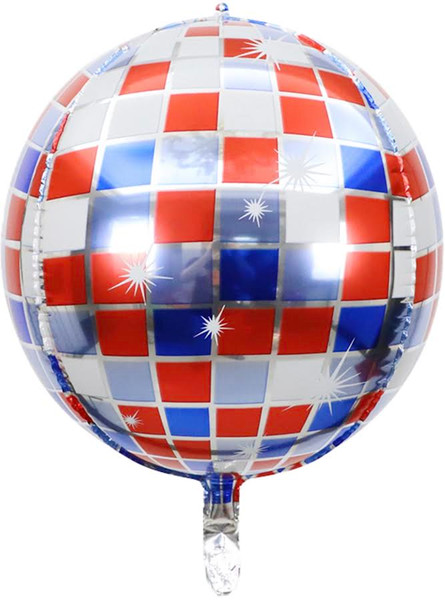 16"B Disco Ball Red/Blue Sphere flat (5 count)