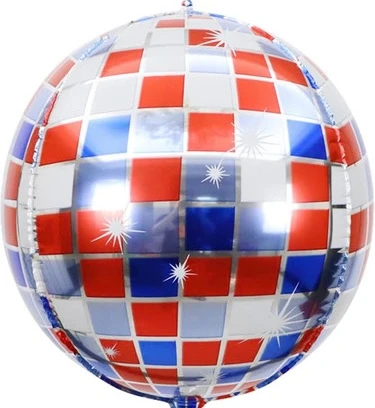 16"B Disco Ball Red/Blue Sphere American flat (5 count)