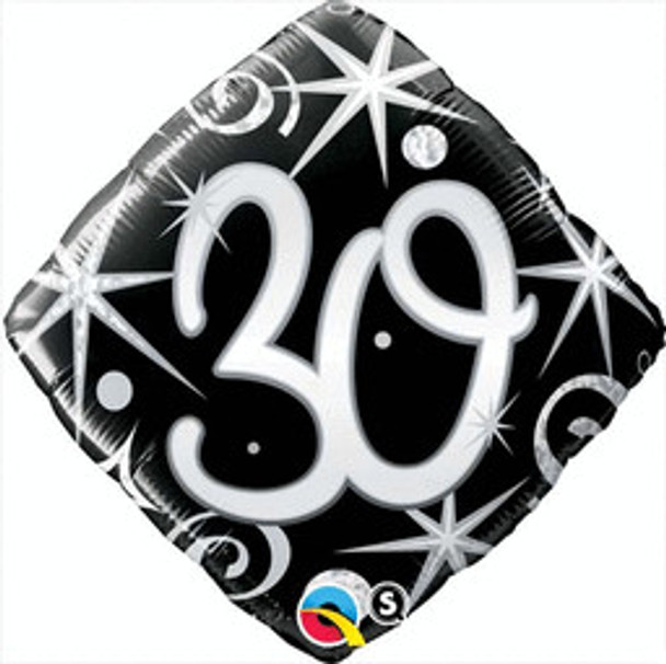 18"Q Happy Birthday Elegant Sparkles & Swirls 30th Pkg (5 count)