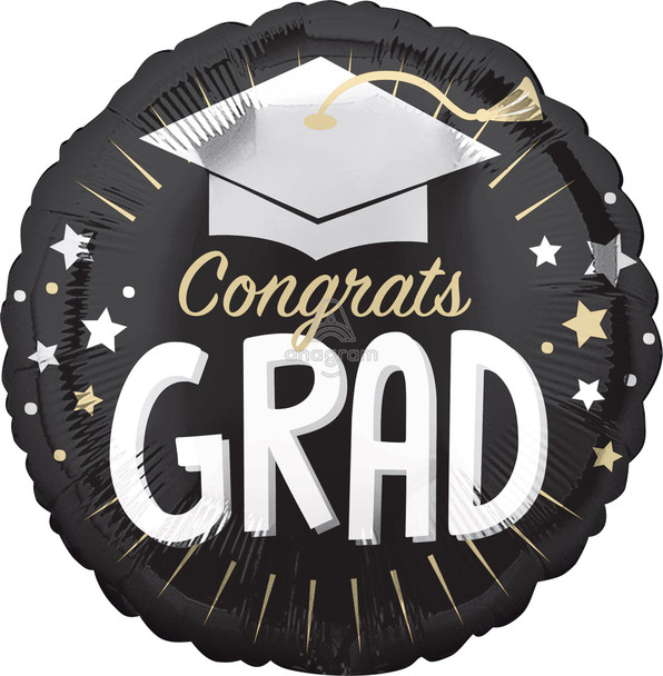 18"A Congrats Grad Silver Cap flat (10 count)