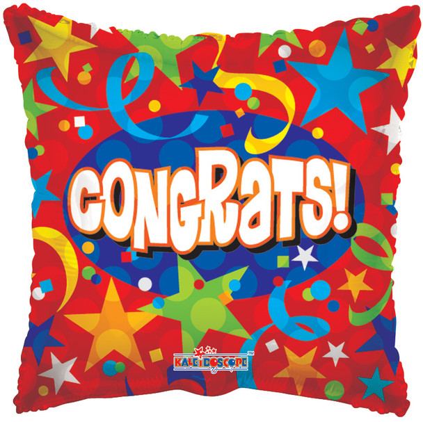 18"K Congrats Stars and Streamers flat (10 count)