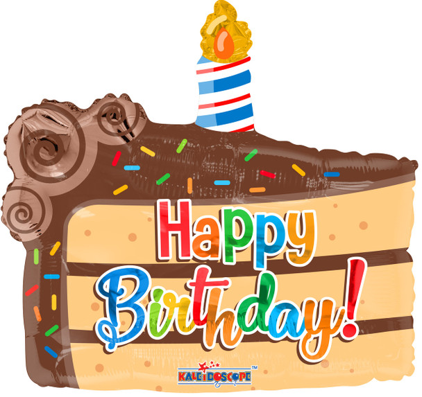 18"K Happy Birthday Slice Of Cake flat (10 count)