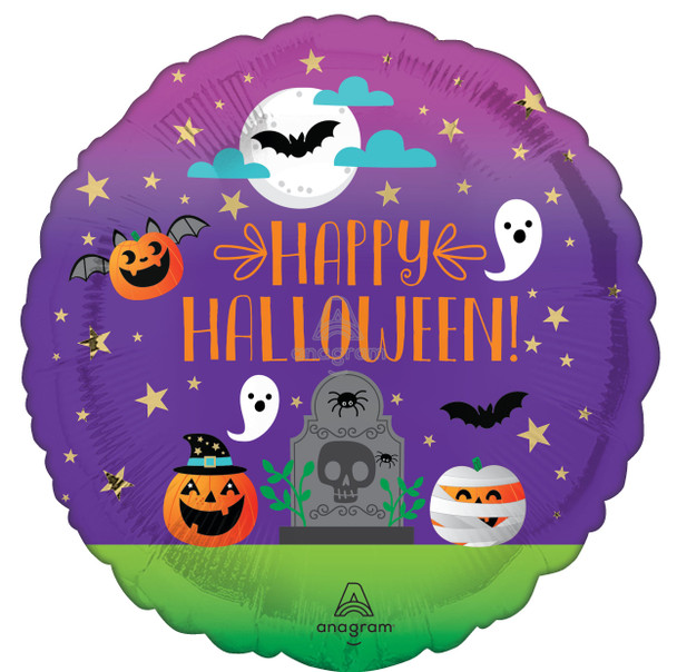 18"A Happy Halloween Fun & Spooky flat (10 count)
