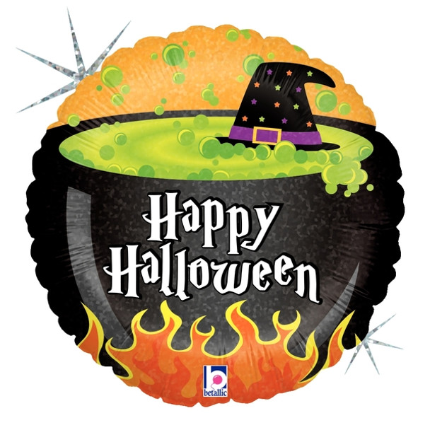 18"B Happy Halloween Cauldron Holographic (10 count)