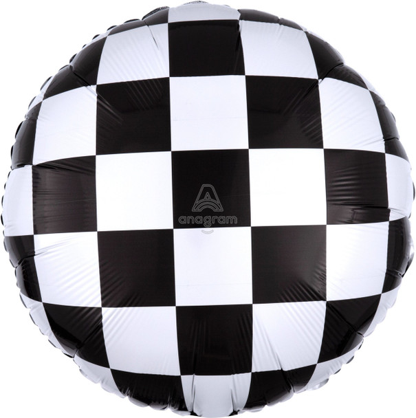 18"A Checkered Black and White Round Pkg (5 count)