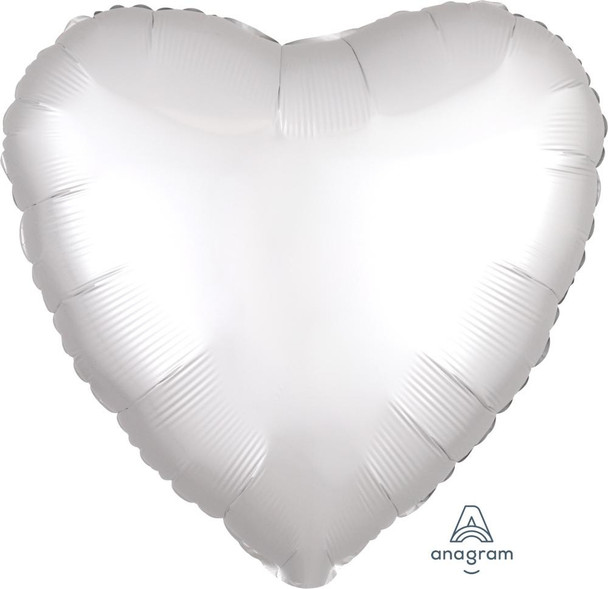 18"A Heart Satin Luxe White Pkg (5 count)