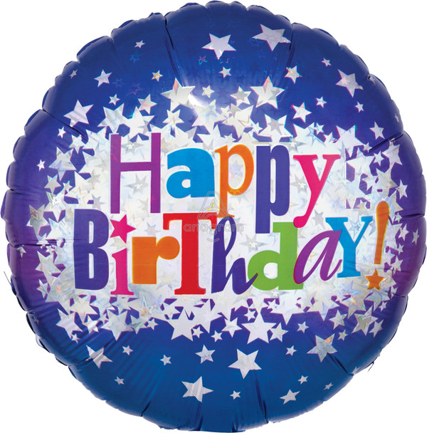 18"A Happy Birthday Bright Stars Holo Pkg (5 count)