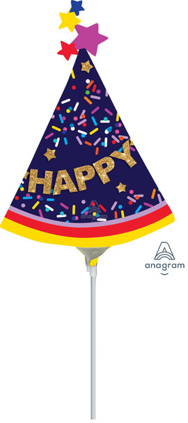 13"A Happy BDay Party Hat Air-Fill Only (10 count)