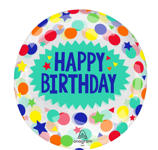 16"A Clearz Printed Happy Birthday Dots & Stars Pkg (5 count)