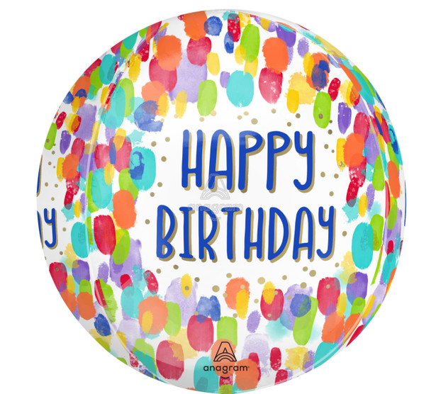 16"A Happy Birthday Painterly Dots Orbz Pkg (5 count)