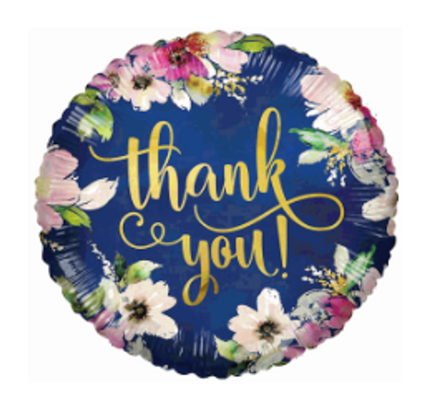 18"K Thank You Flowers On Blue flat (10 count)