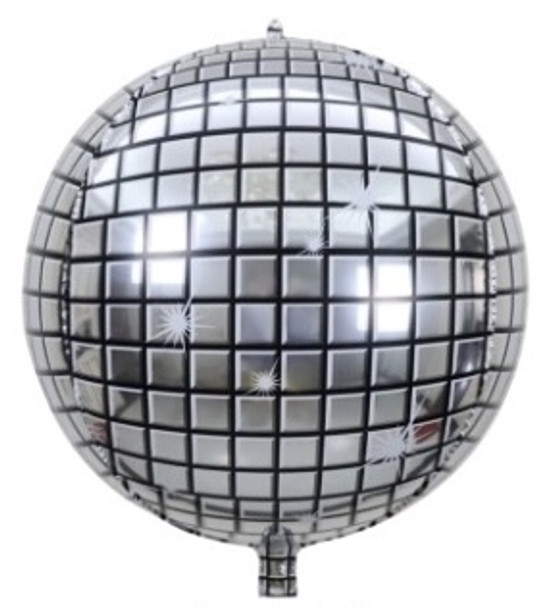 10"B Disco Ball Silver/Black Sphere Air-Filled Flat (10 count)