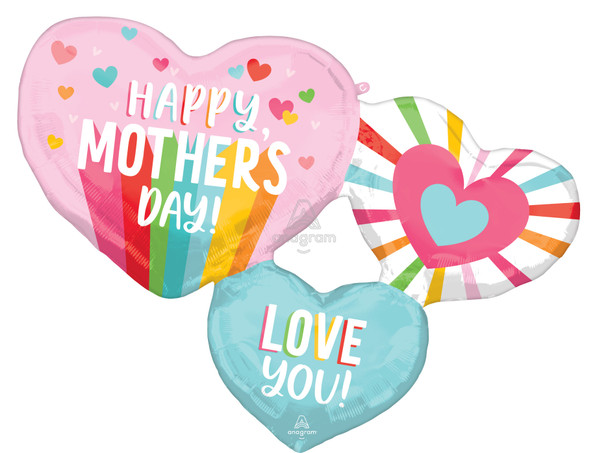 33"A Happy Mother's Day Love You Stripes Hearts Pkg (5 count)
