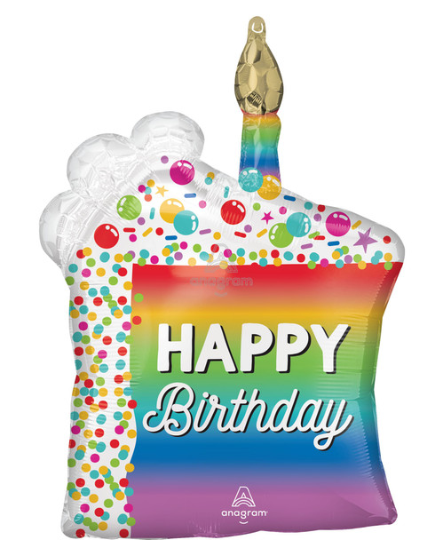 28"A Happy Birthday Cake Slice Rainbow Pkg (5 count)