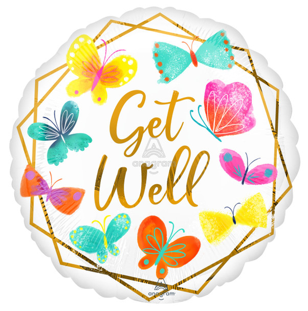 18"A Get Well Soon White & Gold Pkg (5 count)