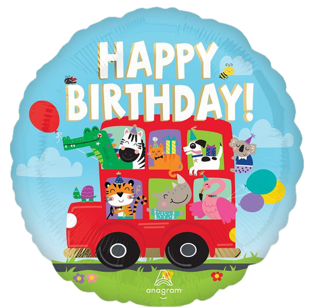 18"A Happy Birthday Animal Party Bus Pkg (5 count)