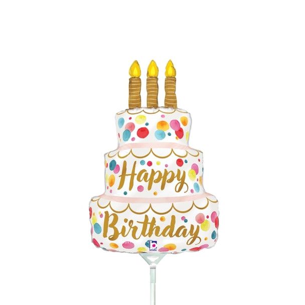 14"S Happy Birthday Satin Cake Air-Fill Only (10 count)