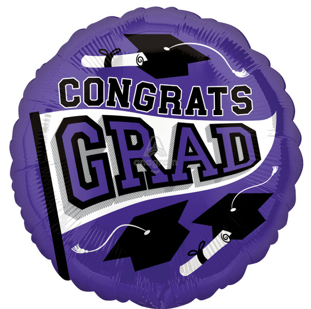 18"A Congrats Grad Purple flat (10 count)