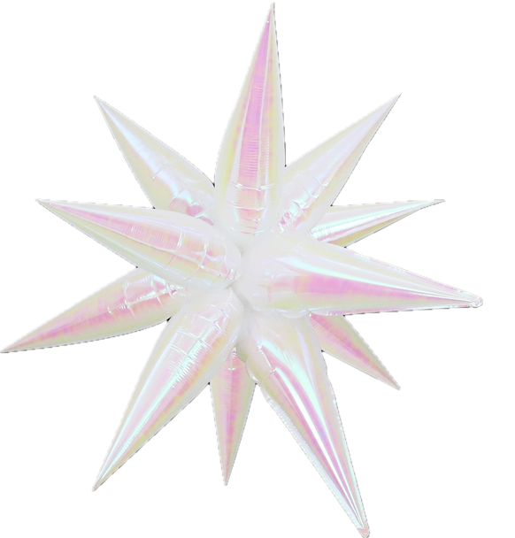 40"B Exploding Stars Pearl White Iridescent Pkg (1 count)