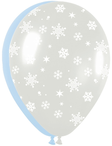 11"S SnowFlakes Pearl Blue and Clear with White Print (50 count)