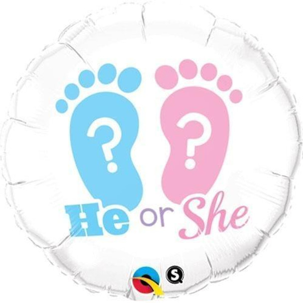 18"Q Gender Reveal He or She Pkg (5 count)