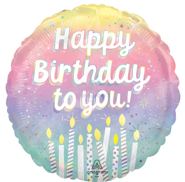 18"A Happy Birthday To You Holographic Pearlized Pkg (5 COUNT)