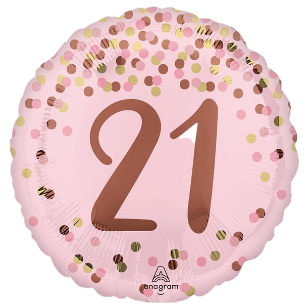 18"A Happy 21st Birthday Pretty PinkPKG (5 COUNT)