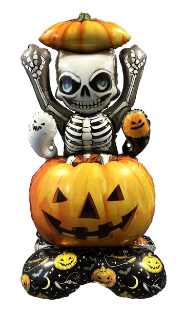 43"Standup Halloween Skeleton Pumpkin Pkg (1 count)