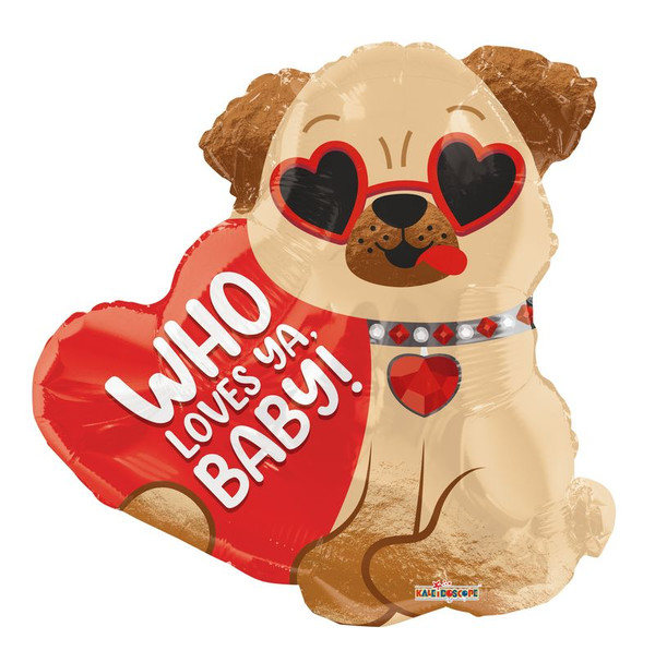 18"C Who Loves You Baby Dog with Glasses Pkg (10 COUNT)