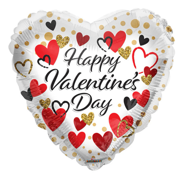 18"C Happy Valentine's Day Hearts and Dots flat (10 count)