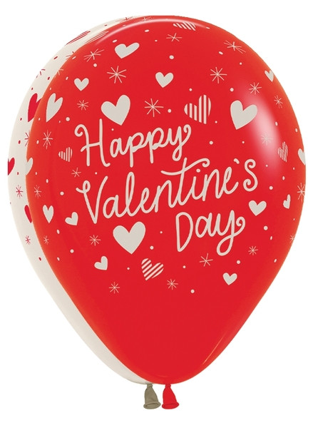 11"S Happy Valentine's Striped Hearts Assortment Latex (50 count)