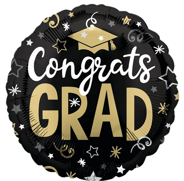 18"A Congrats Grad Gold Cap flat (10 count)