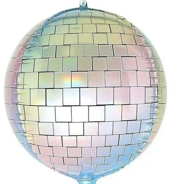 16"B Disco Ball Rainbow Silver Sphere Flat (5 COUNT)