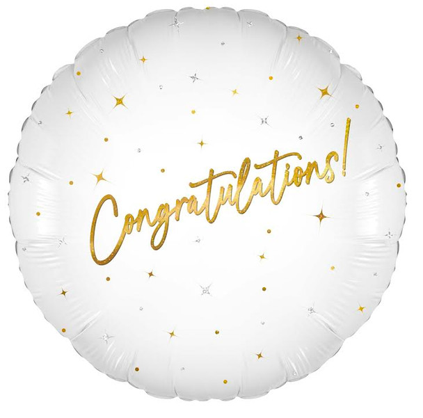 18"O Congratulations Elegant Sparkle White Holo Pkg (5 count)