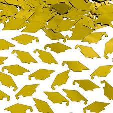 Confetti Grad Cap, Plastic Gold (1 count)