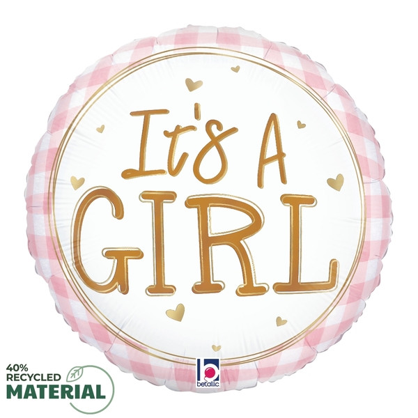 18"S It's A Girl Gingham Pkg (5 count)