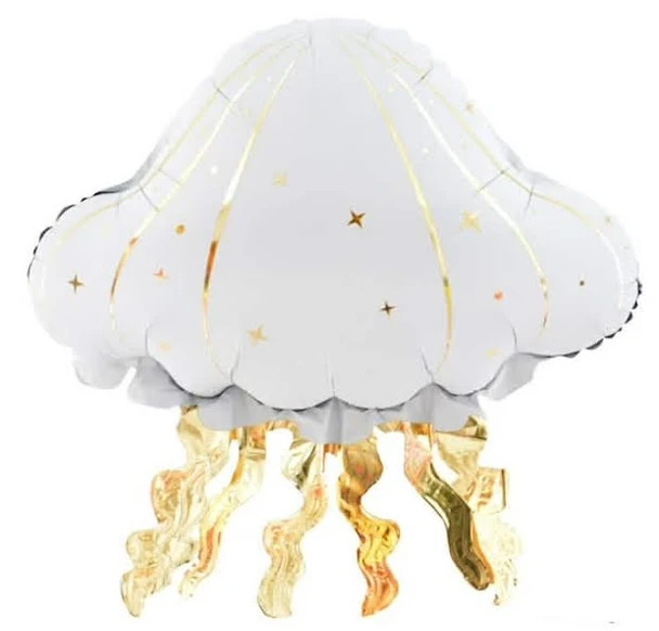 21"B Jelly Fish White with Gold flat (5 count)