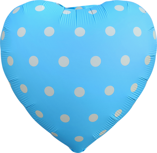 18"B Heart Baby Blue with White Dots Flat (10 count)