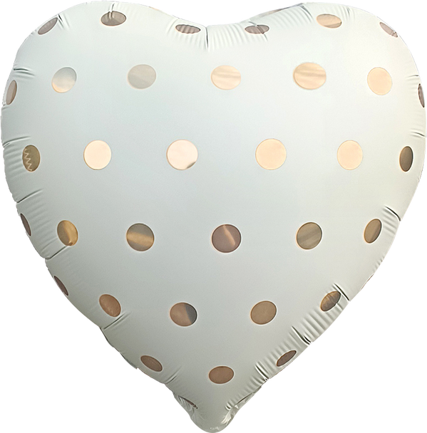 18"B Heart Cream with Gold Dots Flat (10 count)